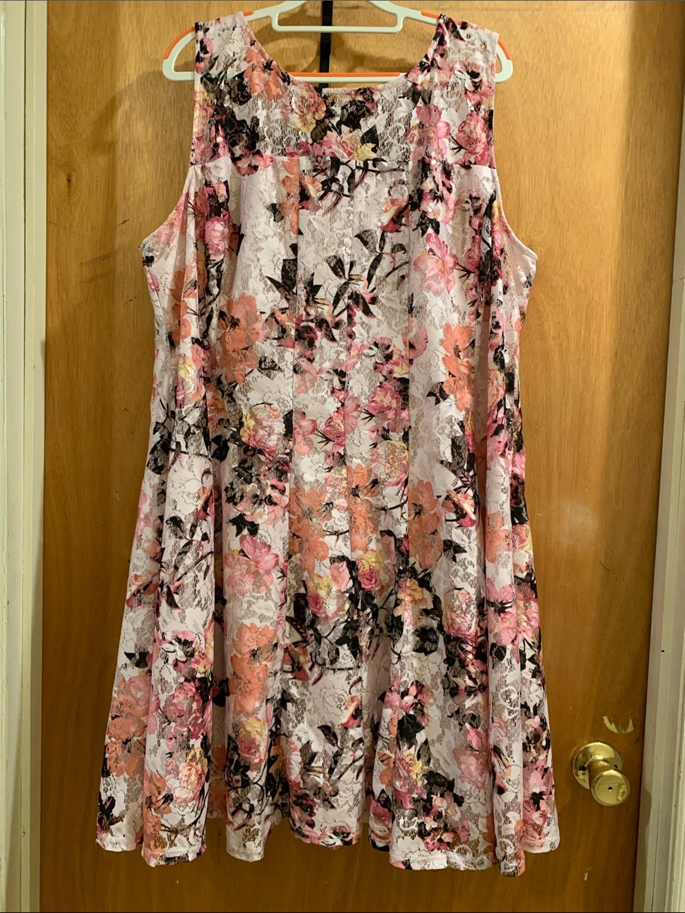 Lane Bryant Pink and Cream Floral Midi Dress